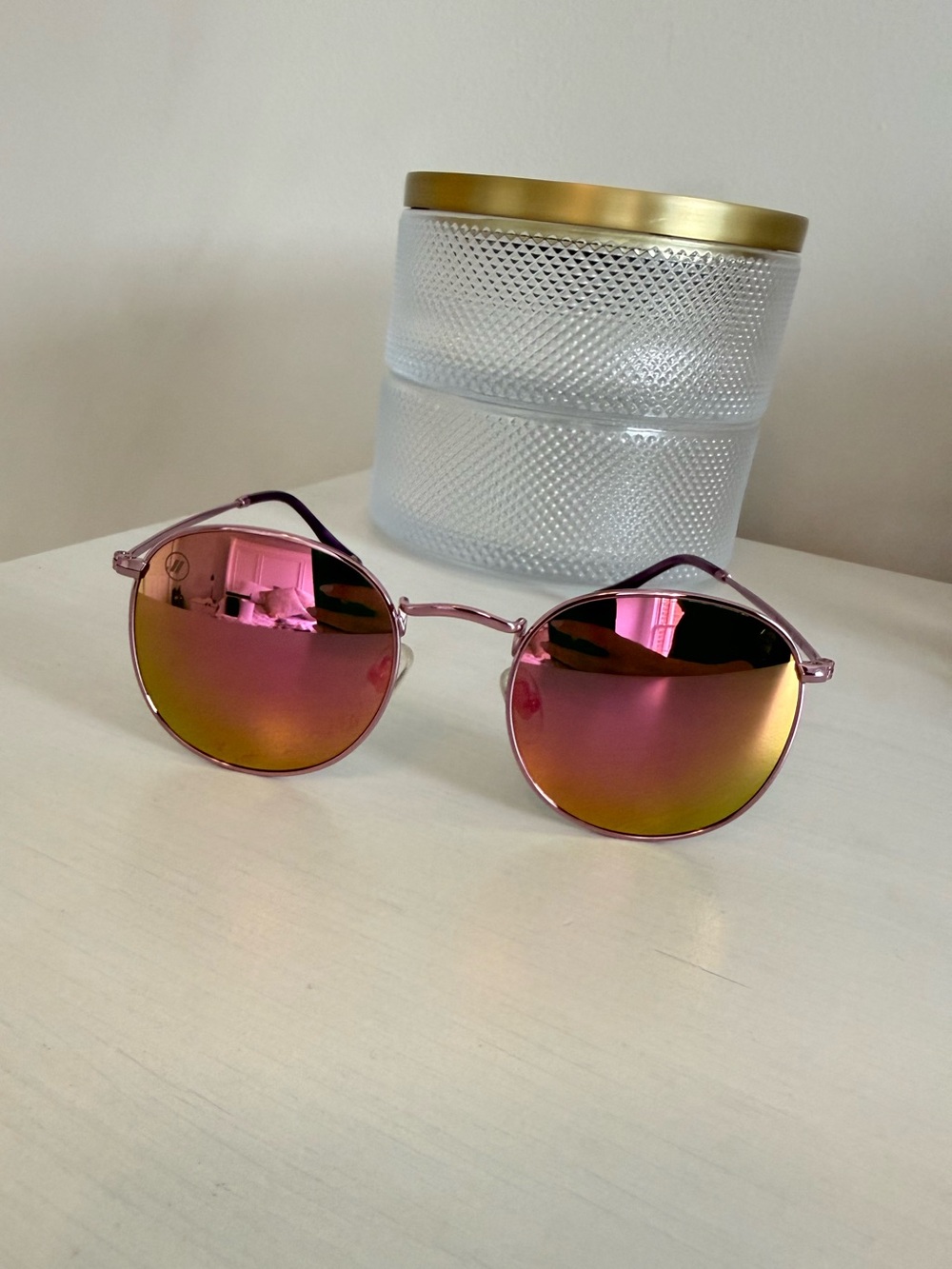 Blenders Round Pink Mirrored Sunglasses